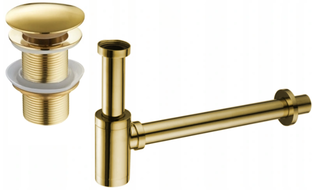 Mexen semisifon lavoar rotund cu dop clic-clac, fără preaplin, auriu - 7991050-50