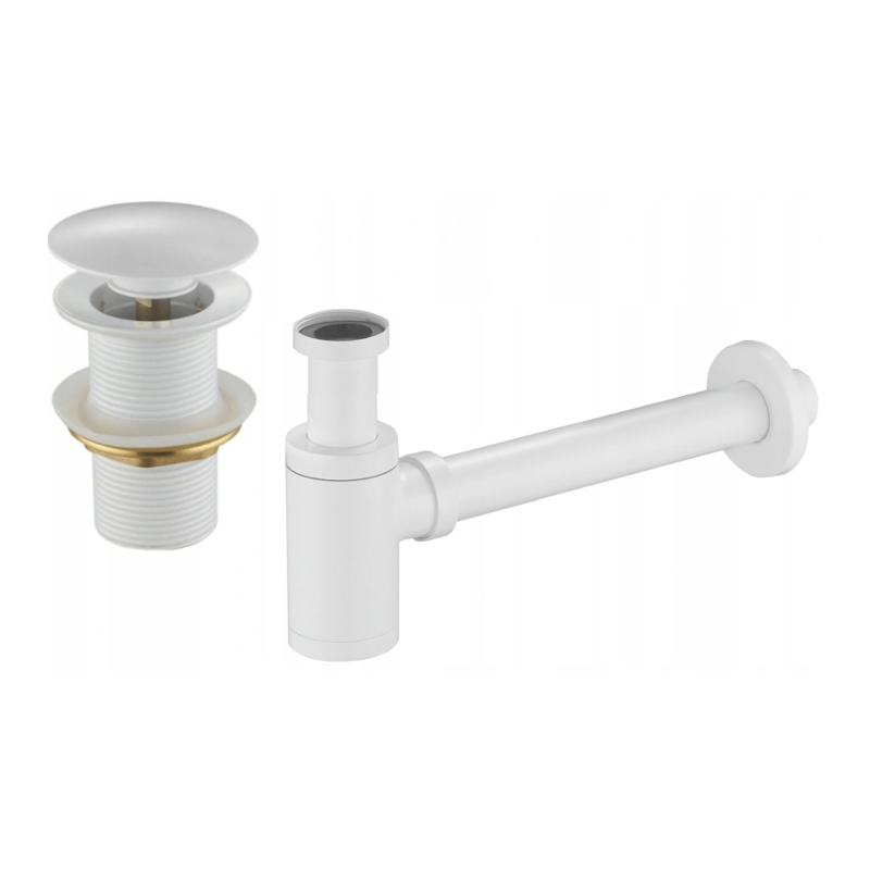 Mexen sifon parțial pentru chiuvetă rotund cu dop click-clack, fără preaplin, alb - 7991050-20