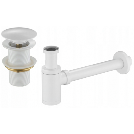Mexen sifon parțial pentru chiuvetă rotund cu dop click-clack, fără preaplin, alb - 7991050-20