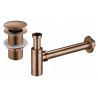 Mexen semisipon pentru chiuvetă rotund cu capac clic-clac, fără preaplin, aur roz - 7991050-60