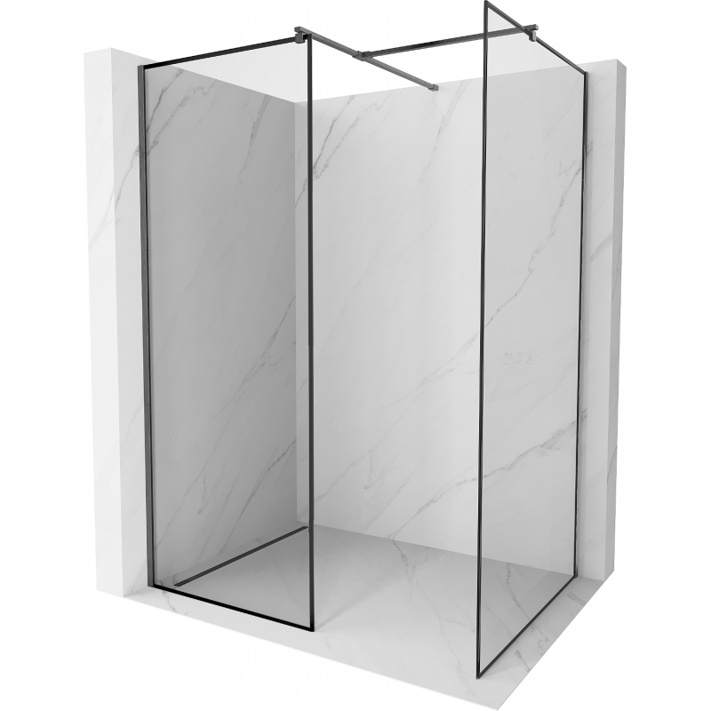 Mexen Kioto Walk-in zuhanyfal 130 x 110 cm, fekete minta, gun gray kefélt - 800-130-202-66-70-110