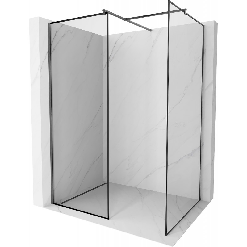 Mexen Kioto perete prăjitor Walk-in 140 x 110 cm, model negru, gri călit periat - 800-140-202-66-70-110