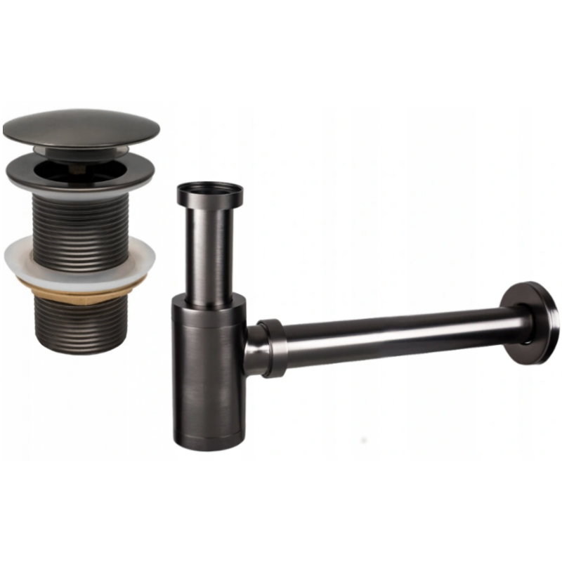 Mexen semisifon chiuvetă rotund cu dop clic-clac, fără preaplin, grafit - 7991050-66