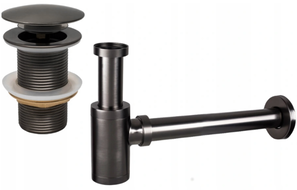 Mexen semisifon lavoar rotund cu dop click-clack, fără preaplin, gri închis periat - 7991050-66