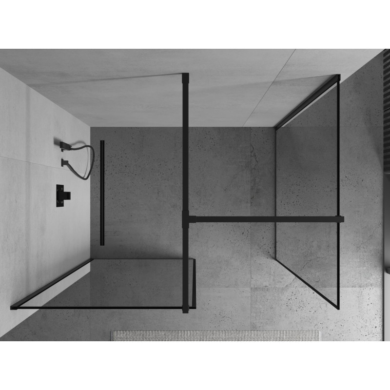 Mexen Kioto Walk-in zuhanyfal 140 x 70 cm, fekete keret, fekete - 800-140-202-70-70-070