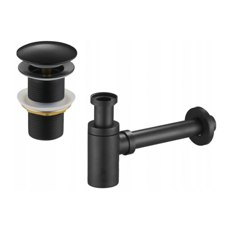 Mexen semisifon lavoar rotund cu ventil clic-clac, fără preaplin, negru - 7991050-70