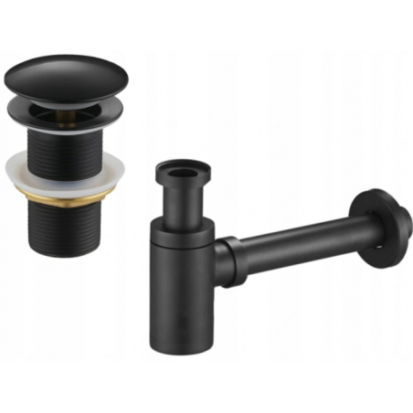 Mexen semisifon lavoar rotund cu ventil clic-clac, fără preaplin, negru - 7991050-70