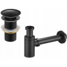 Mexen semisyfon rotund pentru chiuvetă cu dop click-clack, fără preaplin, negru - 7991050-70