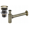 Mexen sifon semicircular pentru lavoar rotund cu dop click-clack, fără preaplin, alamă antică- 7991050-40