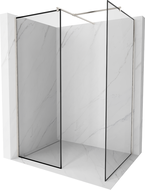 Mexen Kioto Walk-in zuhanyfal 100 x 70 cm, fekete keret, csiszolt nikkel - 800-100-202-97-70-070