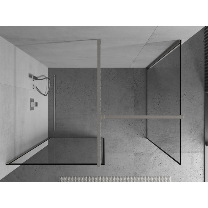Mexen Kioto perete de duș Walk-in 140 x 70 cm, cadru negru, nichel periat - 800-140-202-97-70-070