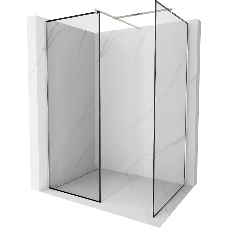 Mexen Kioto şianka prysznicowa Walk-in 130 x 80 cm, model cu model negru, finisaj din nichel periat - 800-130-202-97-70-080