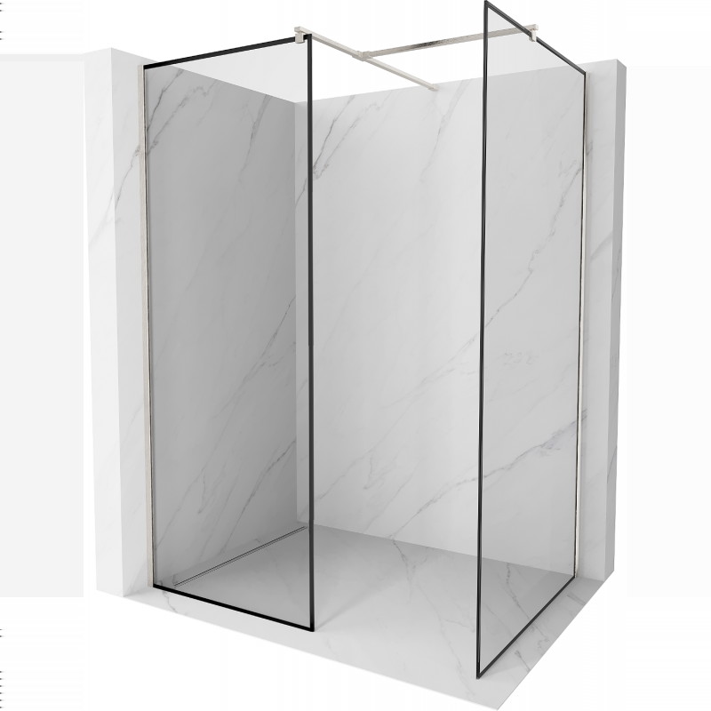 Mexen Kioto perete de duș Walk-in 150 x 110 cm, model negru, nickel periat - 800-150-202-97-70-110