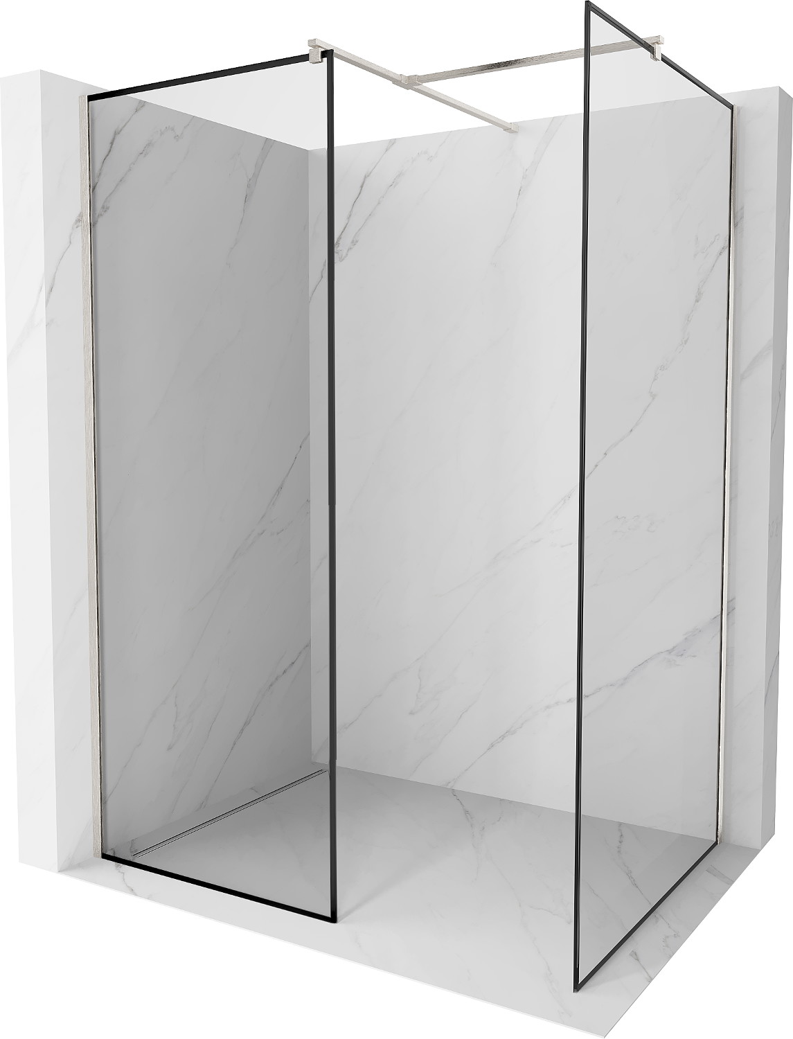 Mexen Kioto perete de duș Walk-in 150 x 110 cm, model negru, nickel periat - 800-150-202-97-70-110