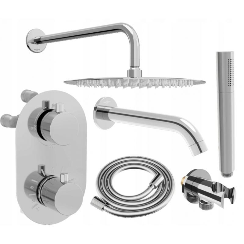 Mexen Kai DR70 set cadă-duș încastrat cu pară de tip ploaie25 cm, Crom - 77602DR70251-00