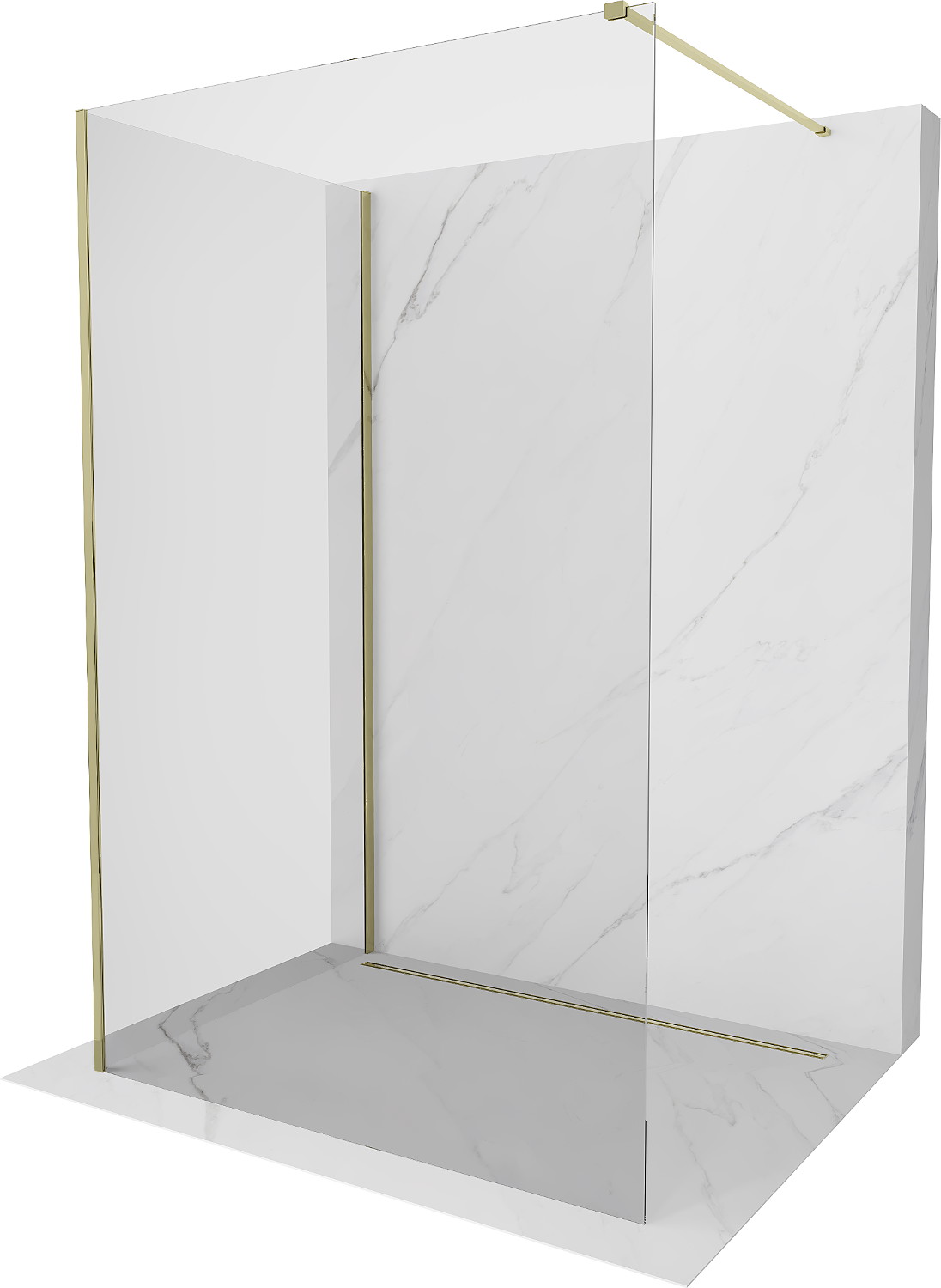 Mexen Kioto perete de duș Walk-in 130 x 70 cm, transparent, aurie - 800-130-212-50-00-070