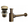 Mexen jumătate de sifon lavoar rotund cu dop clic-clac, fără preaplin, bronz antic - 7991050-30
