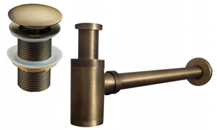 Mexen jumătate de sifon lavoar rotund cu dop clic-clac, fără preaplin, bronz antic - 7991050-30
