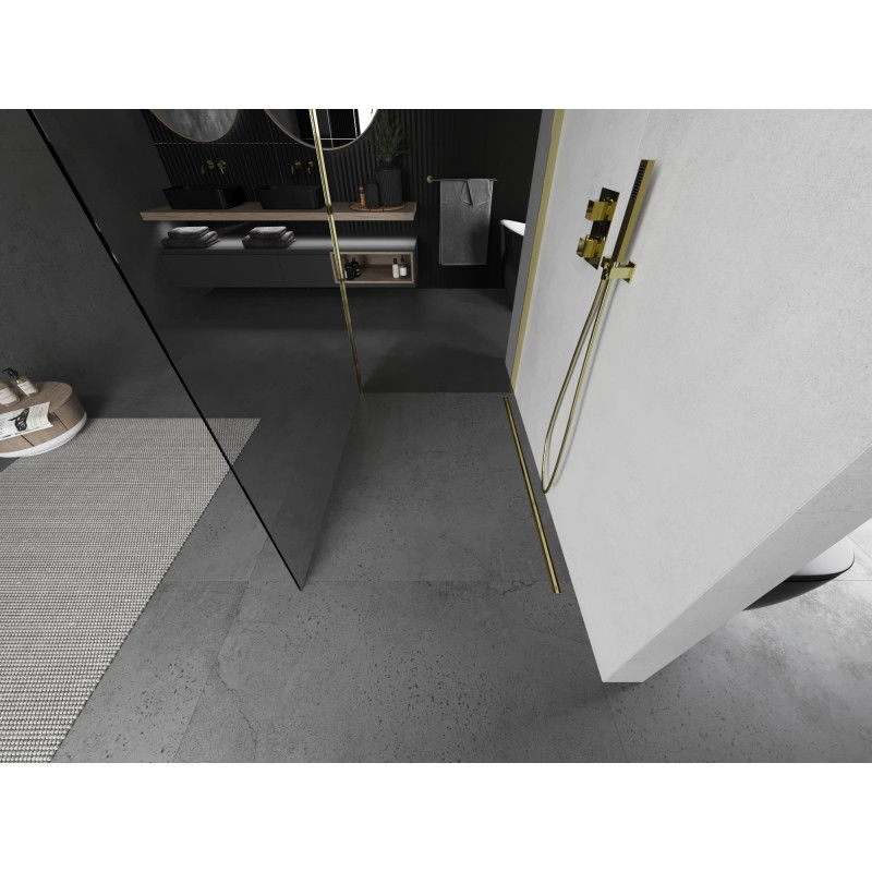 Mexen Kioto perete duș Walk-in 110 x 75 cm, transparent, auriu - 800-110-212-50-00-075