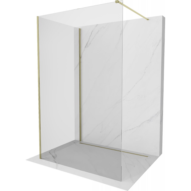 Mexen Kioto perete de duș Walk-in 120 x 75 cm, transparent, aurie - 800-120-212-50-00-075