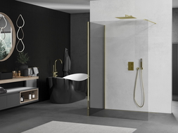 Mexen Kioto Walk-in zuhanyállvány 140 x 80 cm, átlátszó, arany - 800-140-212-50-00-080