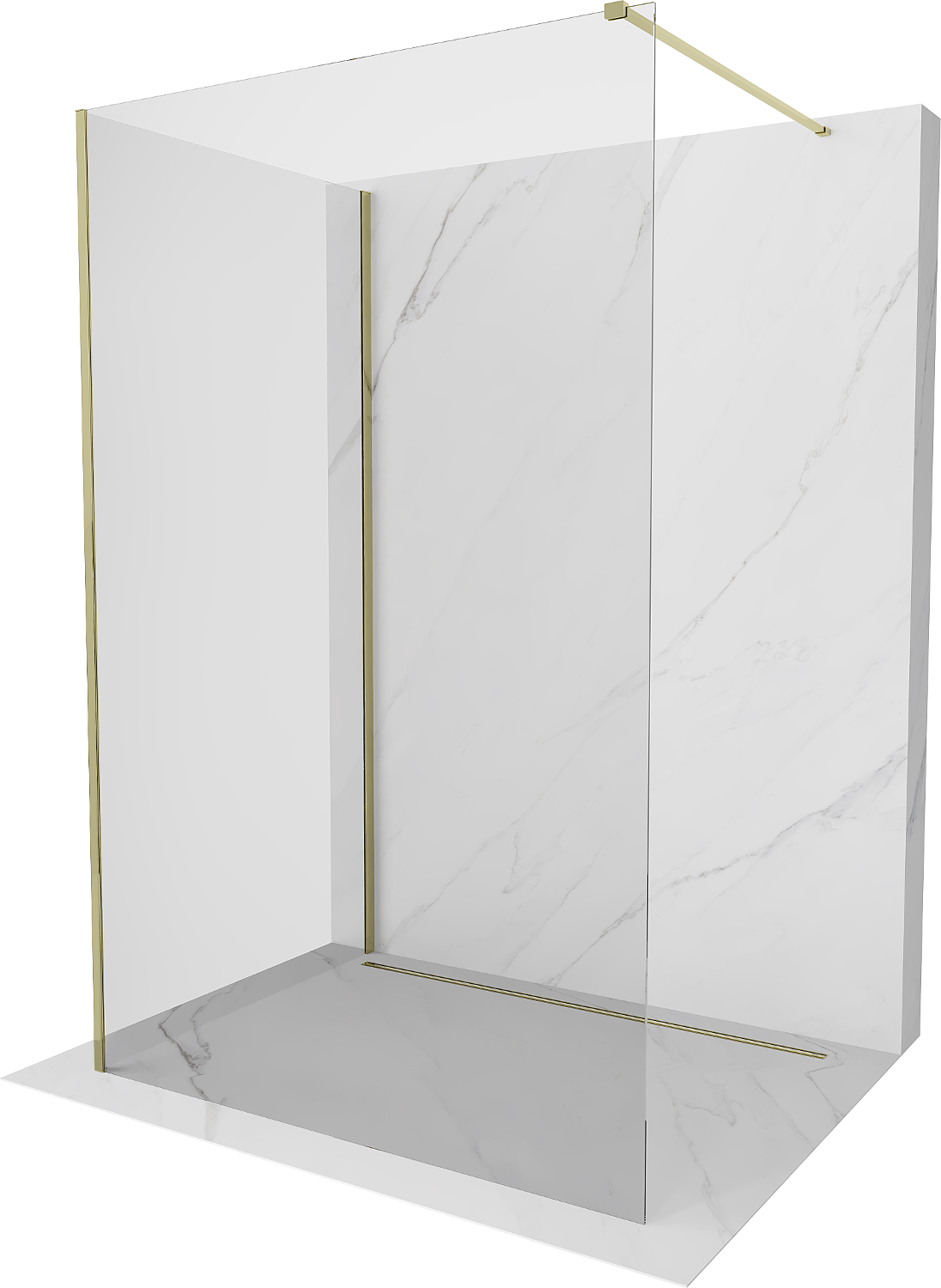 Mexen Kioto perete duș Walk-in 90 x 90 cm, transparent, aurit - 800-090-212-50-00-090