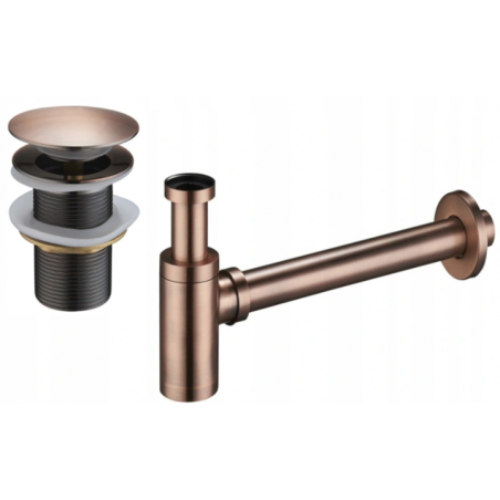 Mexen sifon parțial pentru chiuvetă rotundă cu dop click-clack, fără preaplin, cupru antic - 7991050-45