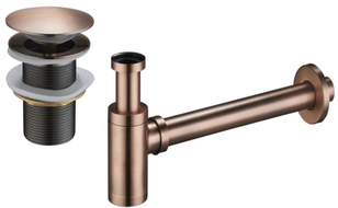 Mexen félszifon kerek mosdóhoz klik-klakk dugóval, túlfolyó nélküli, antik réz - 7991050-45