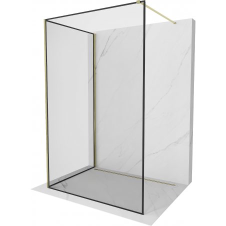 Mexen Kioto Walk-in zuhanyfal 100 x 70 cm, fekete minta, arany - 800-100-212-50-70-070