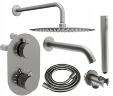 Mexen Kai Set de baie și duș DR70 încastrat cu duș fix 25 cm, gri armă periat - 77602DR70251-66