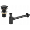 Mexen sifon parțial de lavoar rotund cu dop click-clack, fără preaplin, negru antic - 7991050-79