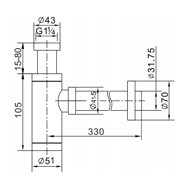 Mexen semi-sifon chiuvetă rotund cu dop click-clack, fără preaplin, crom - 7991050-00