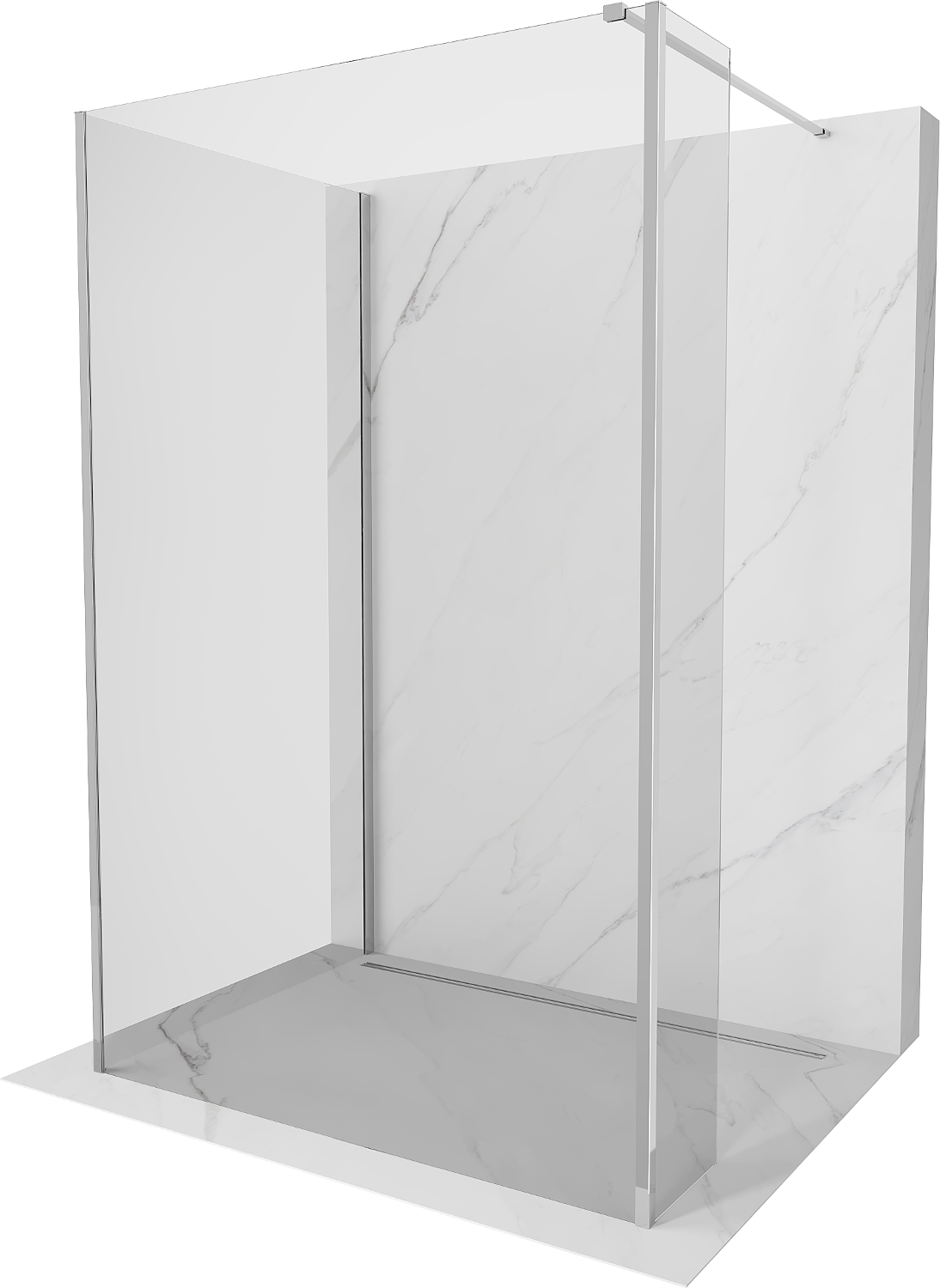 Mexen Kioto perete de duș Walk-in 130 x 80 x 30 cm, transparent, crom - 800-130-080-221-01-00-030