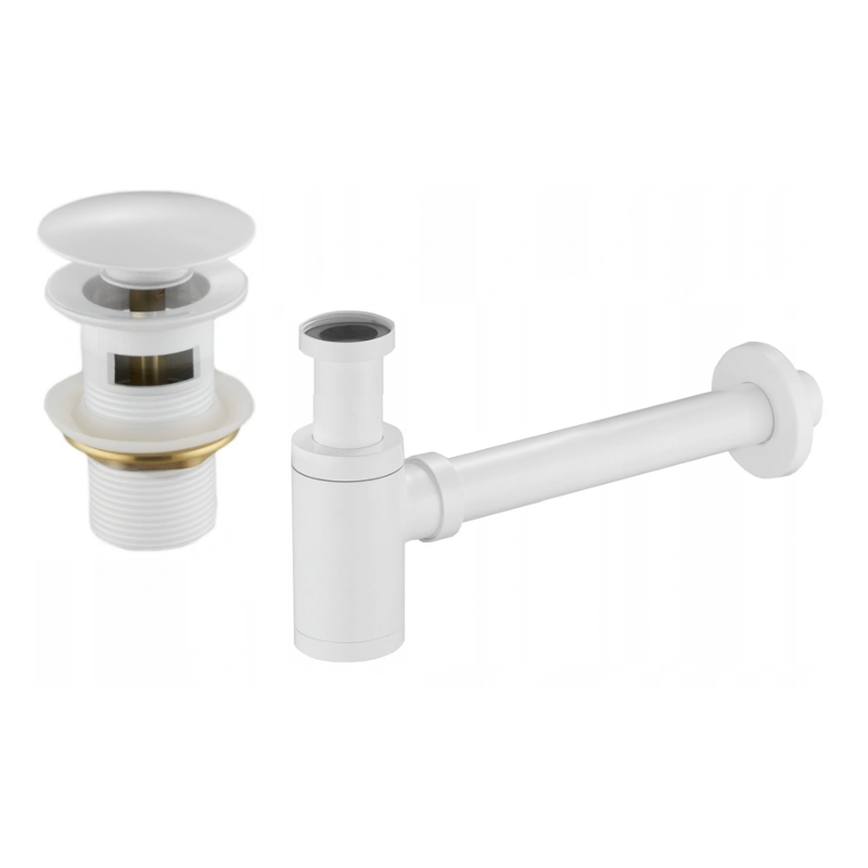 Mexen Sifon rotund chiuvetă cu dop click-clack, fără preaplin, Albă - 7992050-20