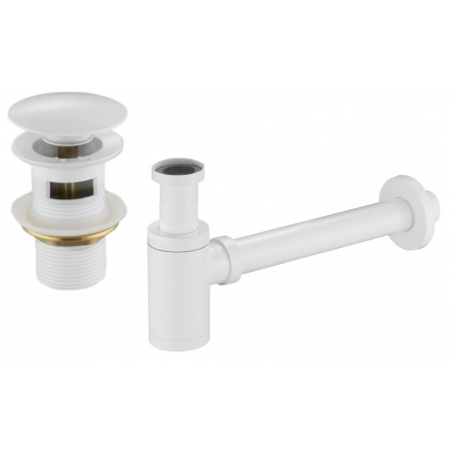 Mexen Sifon rotund chiuvetă cu dop click-clack, fără preaplin, Albă - 7992050-20