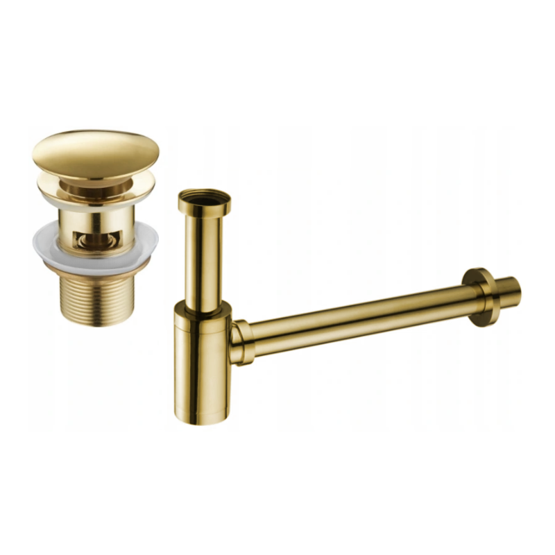 Mexen Sifon rotund chiuvetă cu dop click-clack, fără preaplin, Aurie - 7992050-50