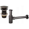 Mexen semi-sifon pentru lavoar rotund cu dop click-clack, cu preaplin, grafit - 7992050-66
