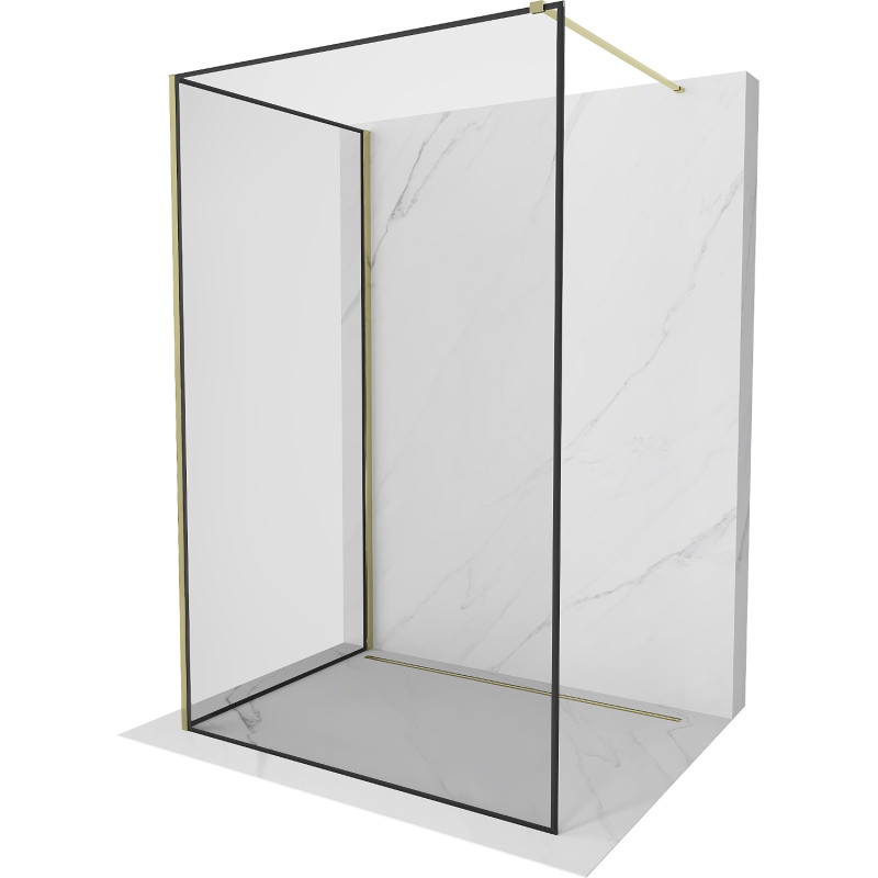 Mexen Kioto Walk-in zuhanyfal 90 x 90 cm, fekete keret, arany - 800-090-212-50-70-090