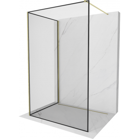 Mexen Kioto perete duș Walk-in 90 x 90 cm, cadru negru, auriu - 800-090-212-50-70-090