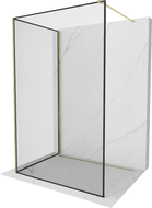 Mexen Kioto perete duș Walk-in 90 x 90 cm, cadru negru, auriu - 800-090-212-50-70-090