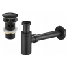 Mexen sifon parțial pentru chiuvetă rotund cu dop click-clack, cu preaplin, negru - 7992050-70