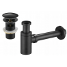 Mexen sifon parțial pentru lavoar, rotund, cu dop clic-clac, cu preaplin, negru - 7992050-70