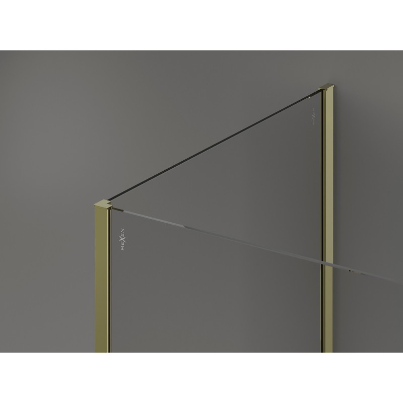 Mexen Kioto Walk-in zuhanyfal 90 x 90 cm, fekete keret, arany - 800-090-212-50-70-090