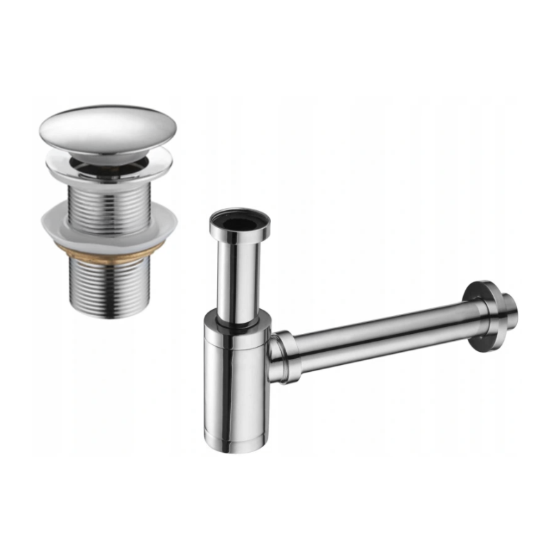 Mexen kerek mosdószifon, klikk-klakk dugóval, túlfolyó nélkül, króm - 7991050-00