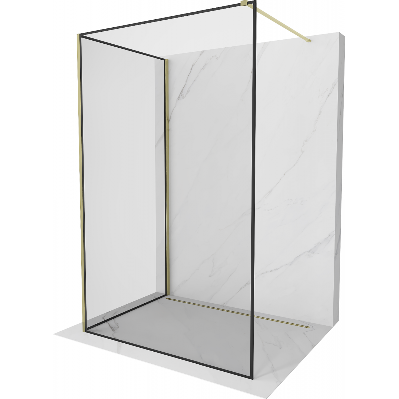 Mexen Kioto şcianka prysznicowa Walk-in 140 x 120 cm, model cu model negru, finisaj auriu - 800-140-212-50-70-120