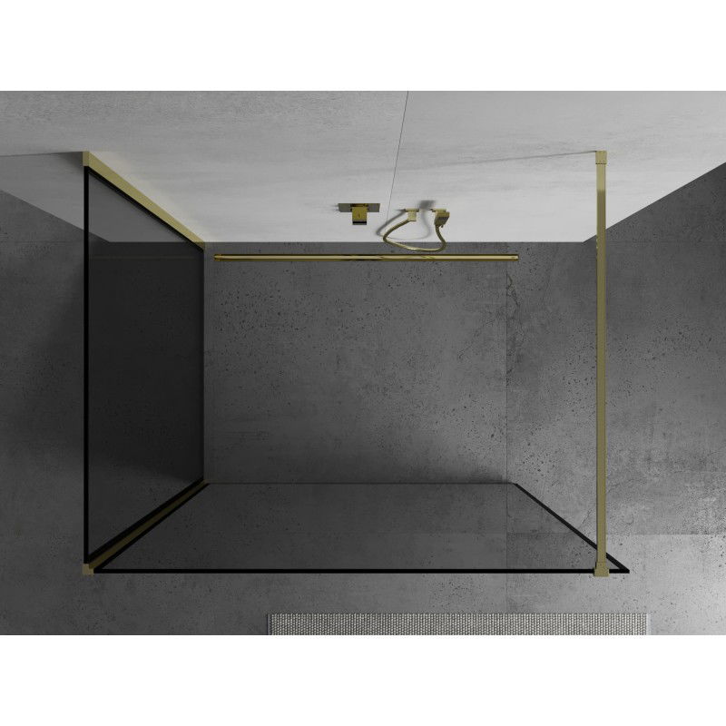 Mexen Kioto perete de duș Walk-in 130 x 110 cm, cadru negru, auriu - 800-130-212-50-70-110