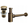 Mexen semi-sifon pentru lavoar rotund cu dop clic-clac, cu preaplin, bronz antic - 7992050-30