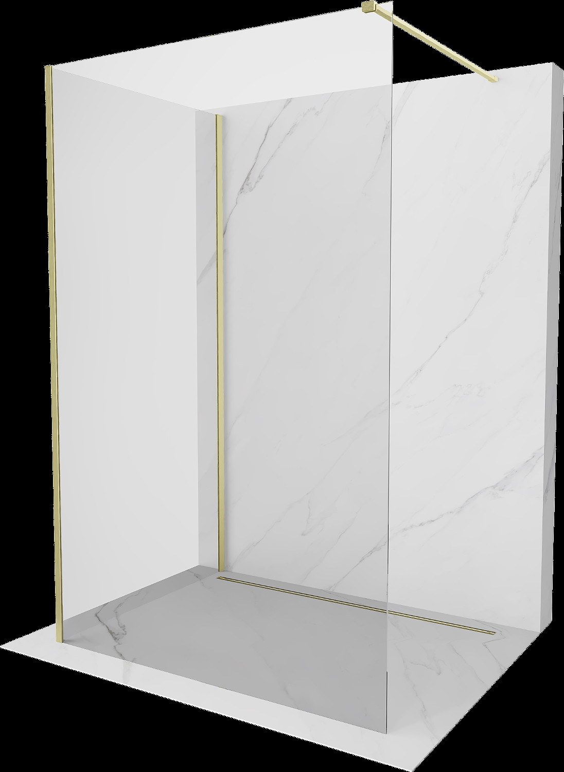 Mexen Kioto paravan de duş Walk-in 110 x 70 cm, transparent, aur periat - 800-110-212-55-00-070