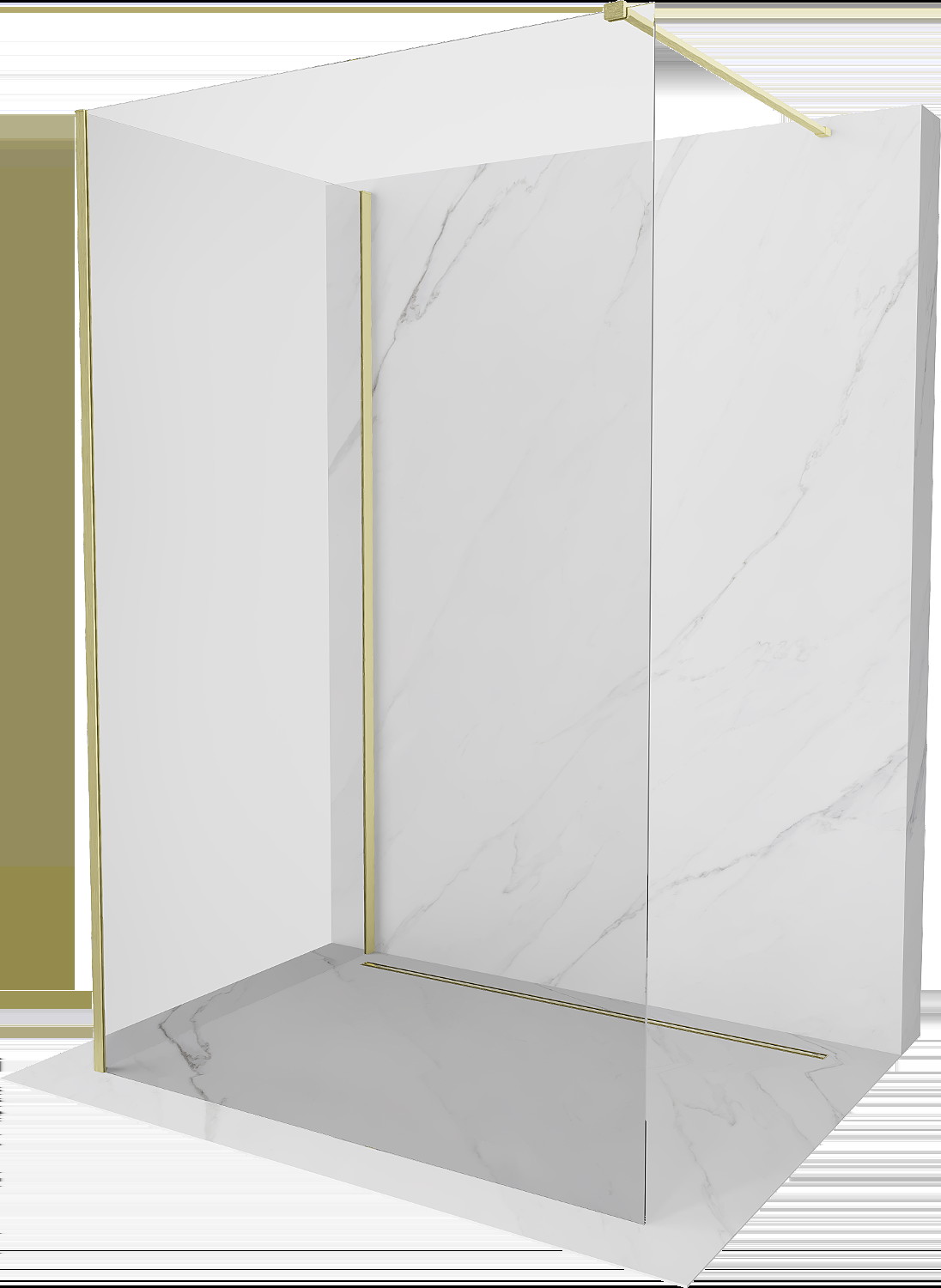 Mexen Kioto perete duș Walk-in 140 x 70 cm, transparent, auriu periat - 800-140-212-55-00-070