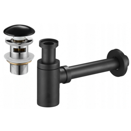 Mexen semisifon chiuvetă rotund cu dop ceramic click-clack, cu preaplin, negru - 7992050-75